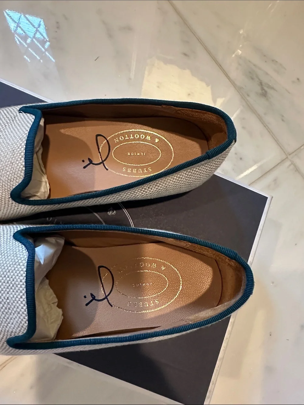 Stubbs & Wootton Cream Kids Loafers with Defender Car Motif